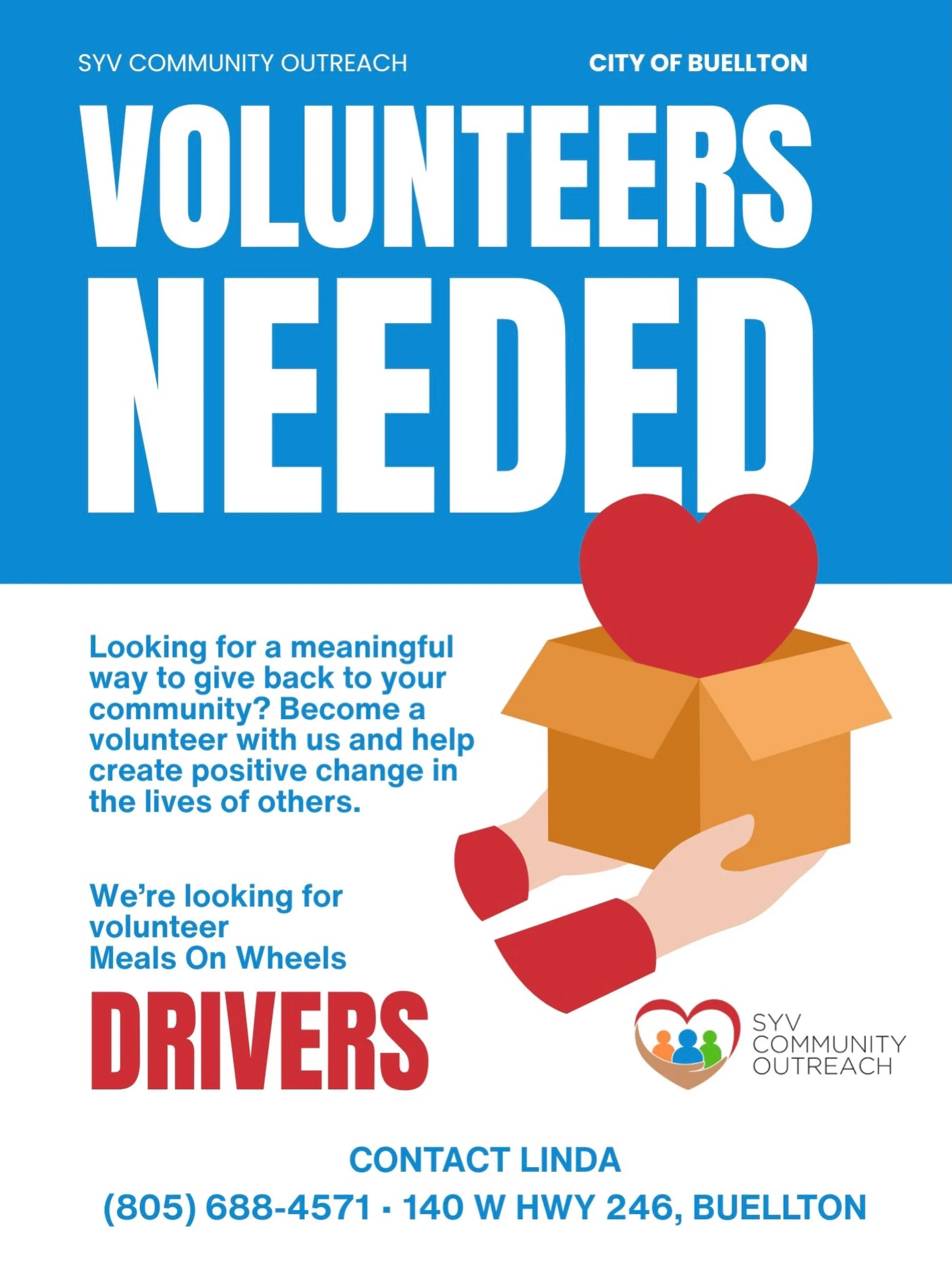 Volunteers Needed - Meals on Wheels 