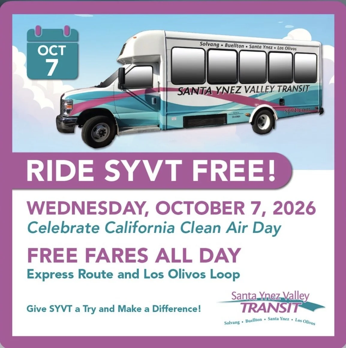 Ride SYVT Free*!