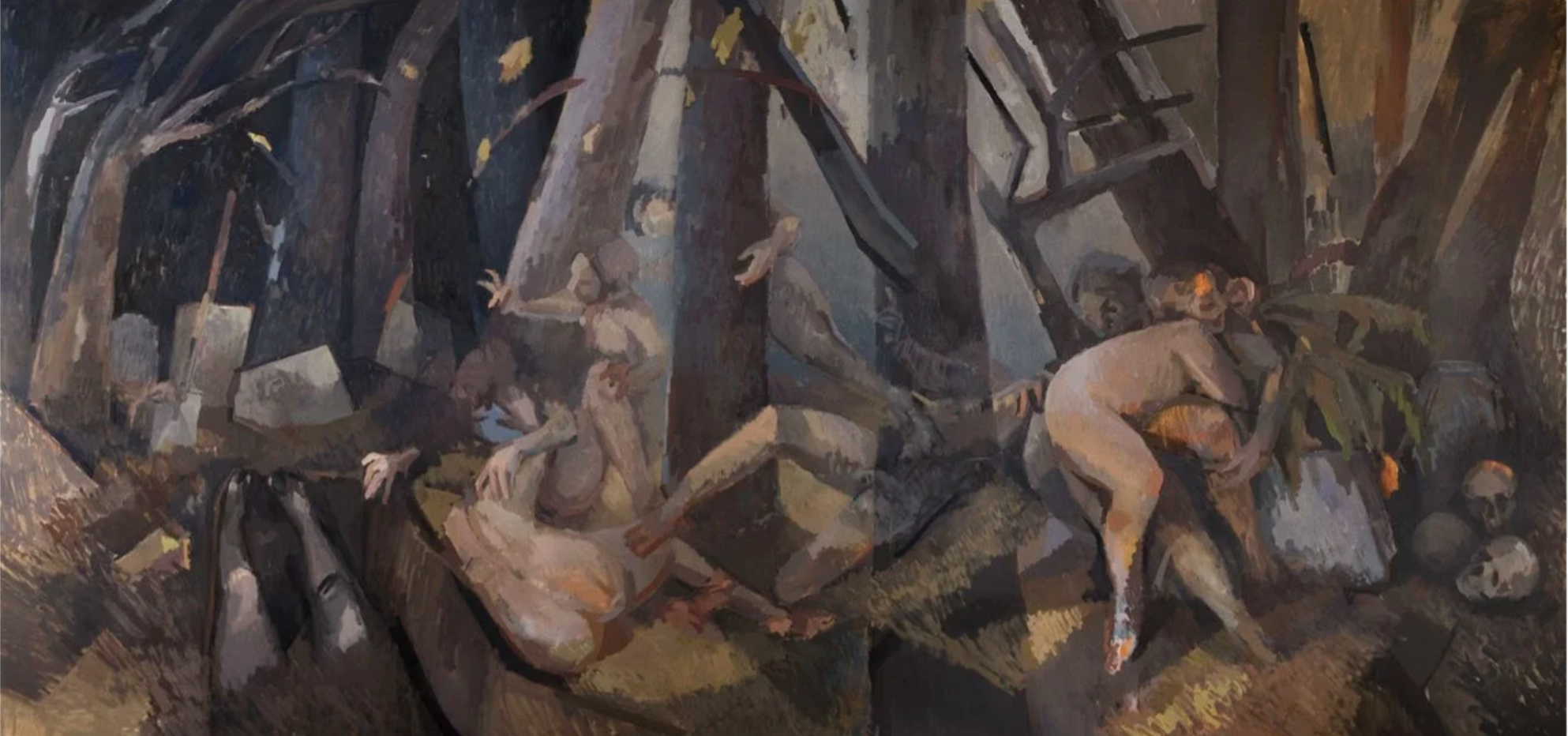 Gravediggers, oil on canvas, 90 x 168", 2009, $20,000
