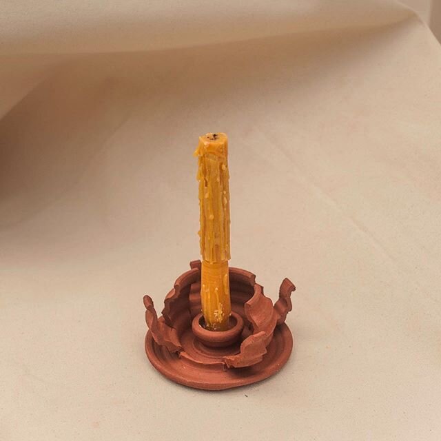 Made cause I know y&rsquo;all love an open flame. Terra cotta red candle holder.