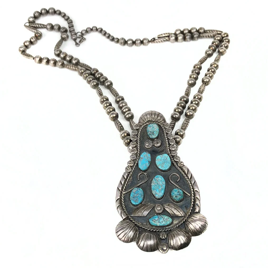 1940s Navajo Cripple Creek Turquoise Necklace 