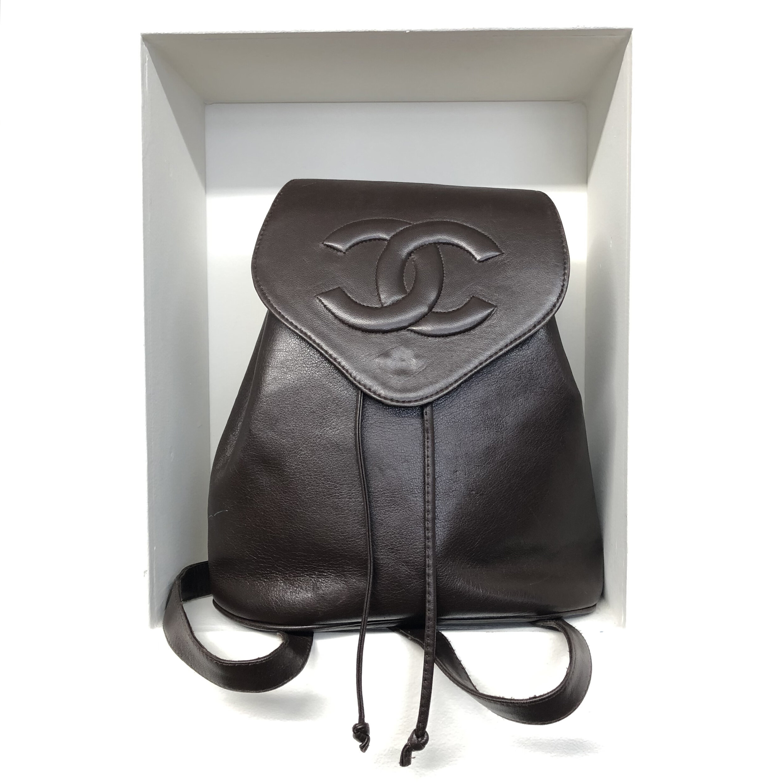 Faux Chanel Brown Leather Mini Backback — Sleeper