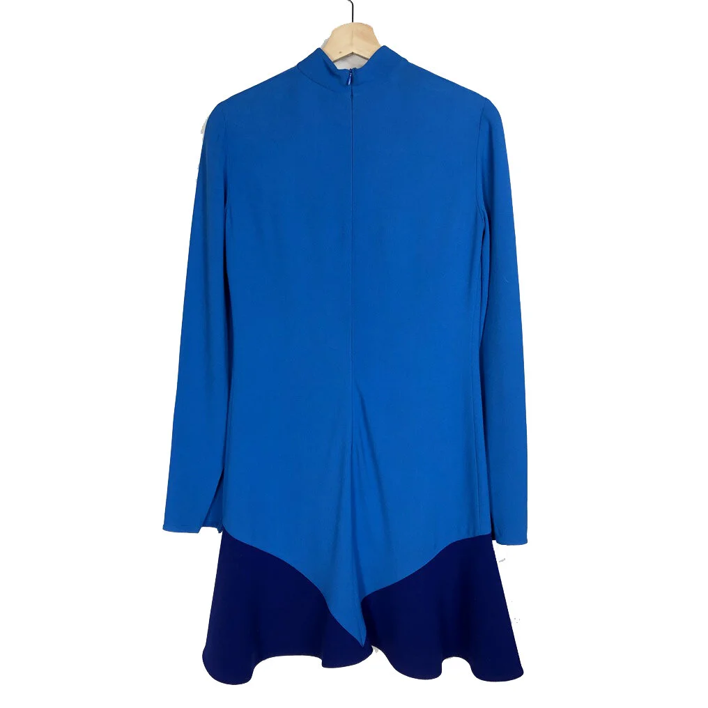 stella mccartney blue dress Stella McCartney Strong Shoulder Short Sleeve Midi Dress