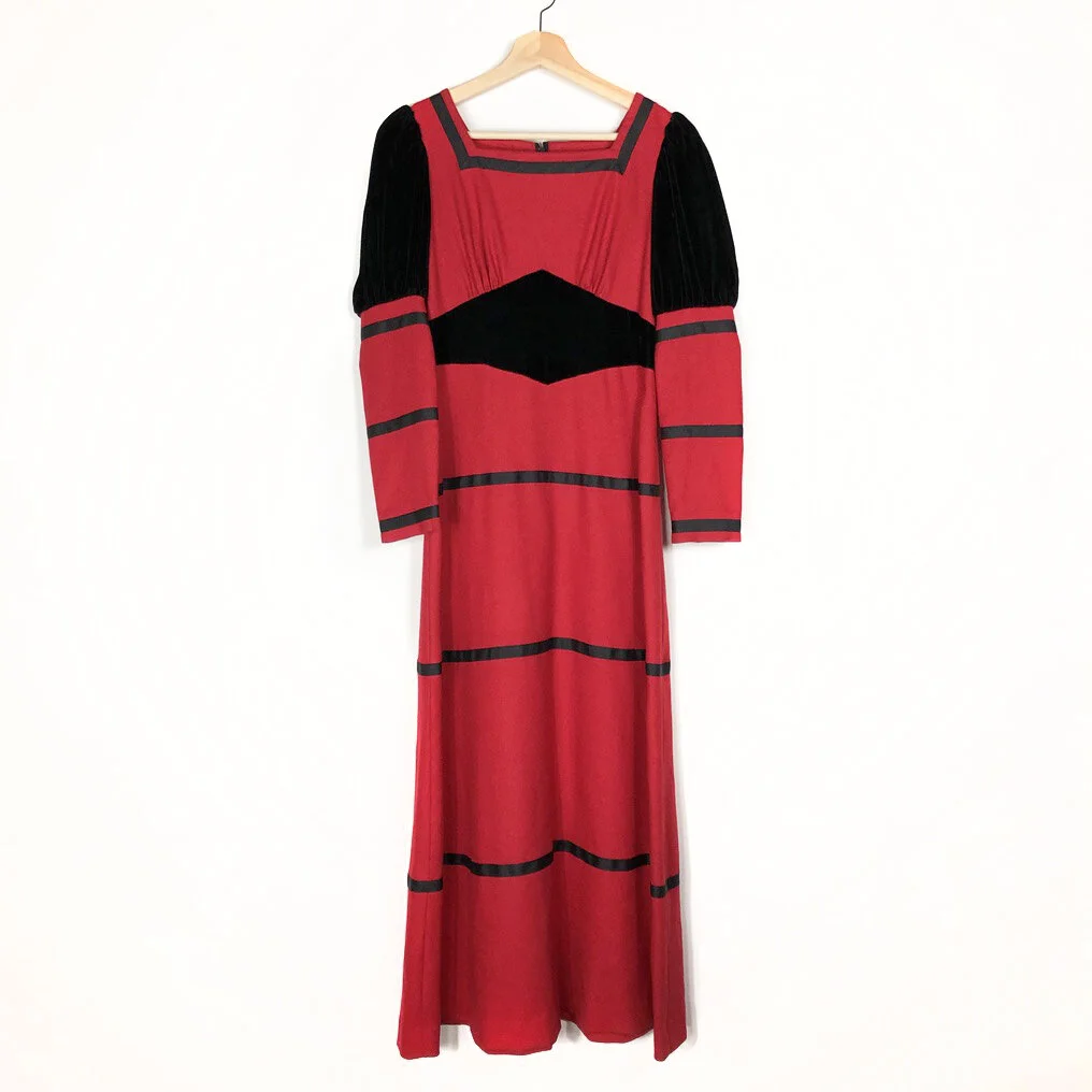 Vintage Juliet Sleeve Red Dress