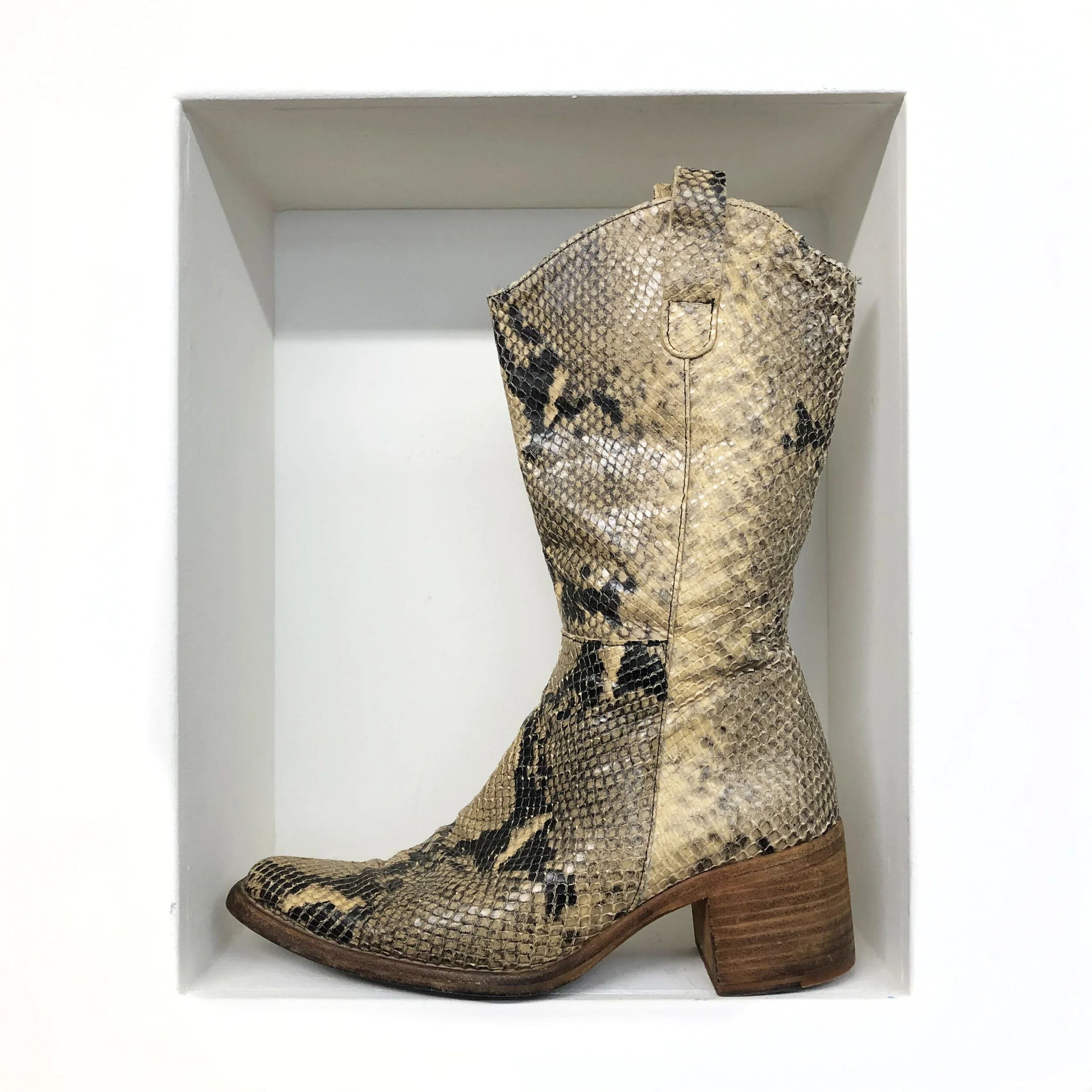 Vintage Snake Print Leather Boots