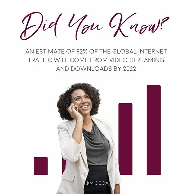 It&rsquo;s estimated that by 2022, 82 percent of the global internet traffic will come from video streaming and downloads (Cisco, 2019). That&rsquo;s an 88 percent increase in traffic share from the 72.3 percent in 2017.

#savvybusinessonwers #market