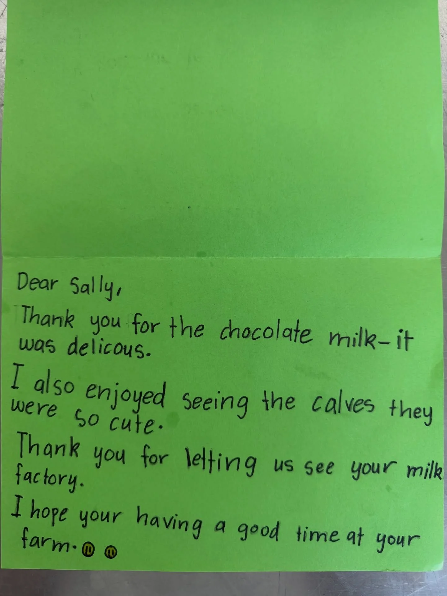 A handful of lovely notes from a school group that visited the farm.