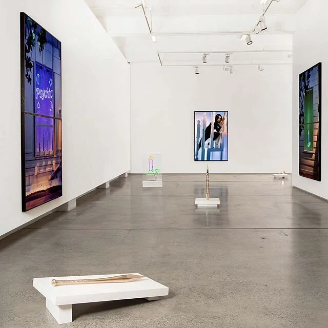 This dream-like installation by @darrensylvester hovers between violence, desire and prop house, presenting an environment providing pictorial opportunities with psychic mediums and literal self-defence weapons for unseen questions and enemies nobody