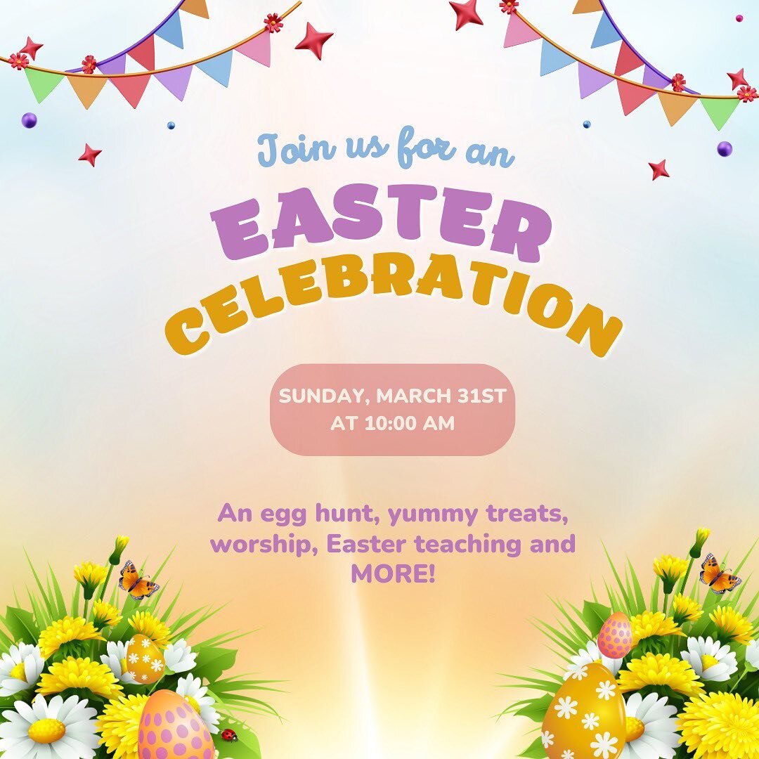 Join us this Sunday as we gather to celebrate that Jesus is alive! 🥳✝️

We will have a time of worship, teaching, crafts, games, an egg hunt and MORE! 

See you soon!! ✨

Dwelling Place Anaheim 
Sunday at 10am 
*Family check-in is open from 9:40am-1