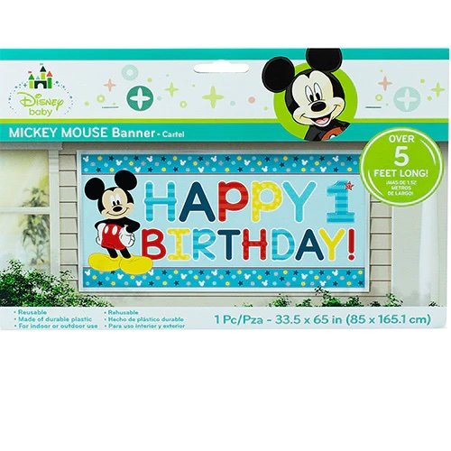 Mickey Mouse Happy Birthday Banner (Over 5ft. Long) — Party Time Party Supplies