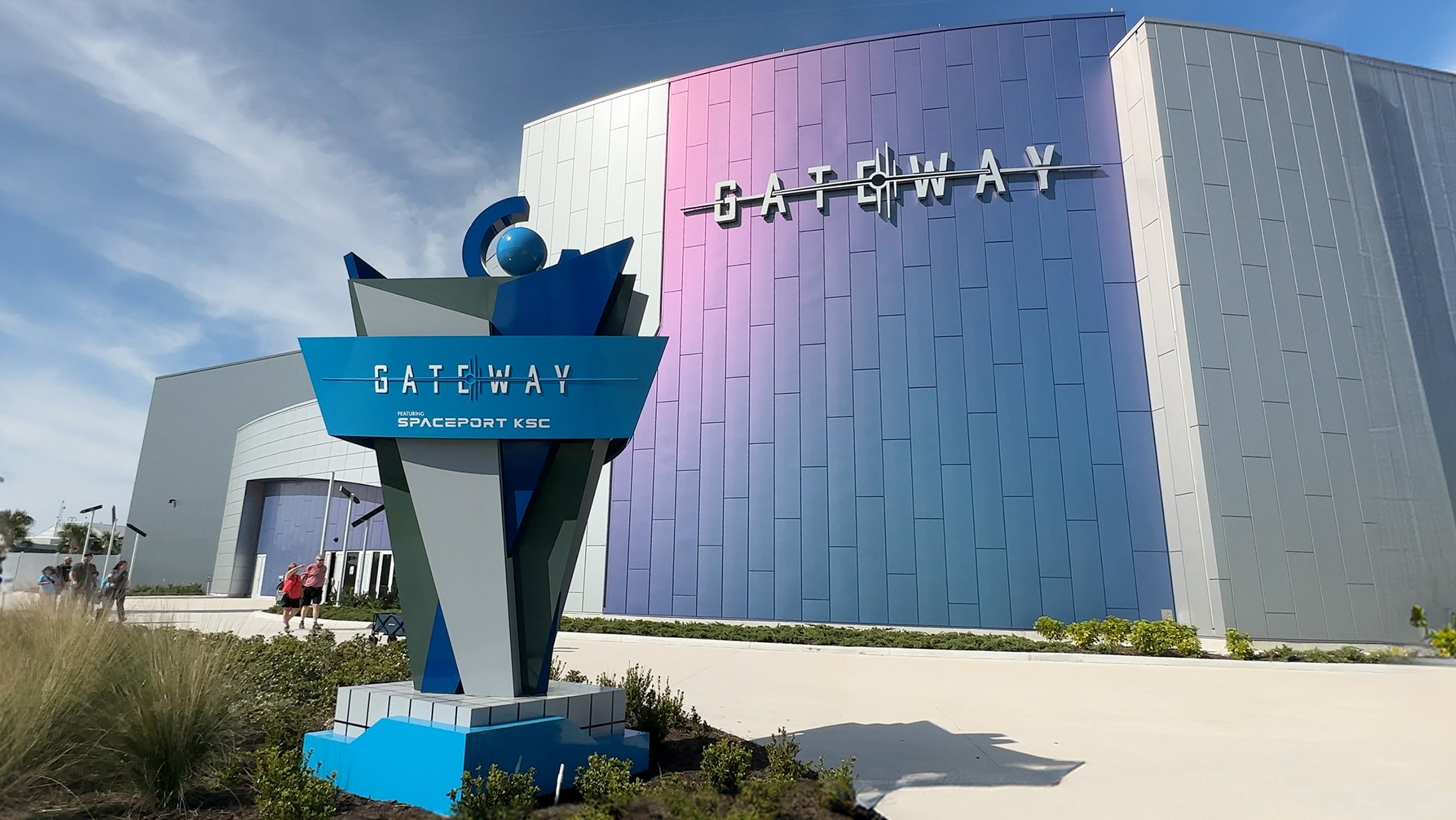    The entrance to the Kennedy Space Center's 'Gateway' complex, where history and future meet.   