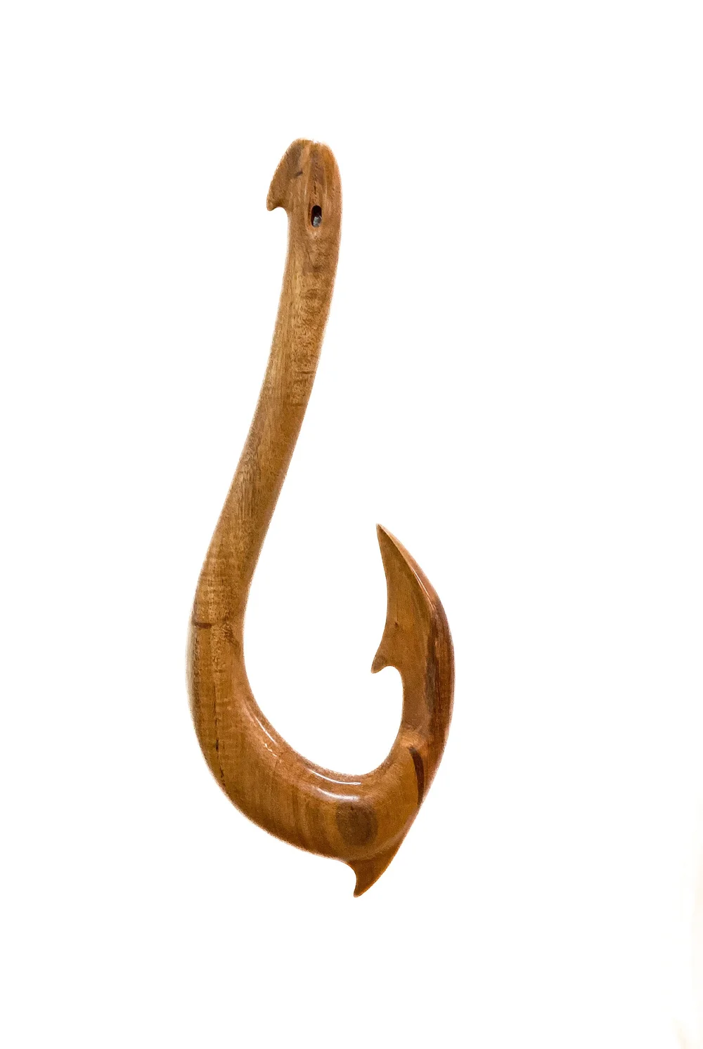 Fish Hook, made of local wood from Hawaii Island (Big Island of Hawaii)  Koa, Mango, Monkeypod.  RK Woods Crafted in Hawaii