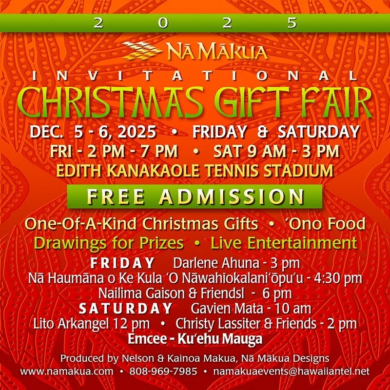 We&rsquo;ll be back at the Namakua Christmas Gift Fair, and we hope to see you there!

Come visit us &mdash; we&rsquo;ve been busy creating new pieces using our beautiful local wood, and we&rsquo;d love to share them with you.

Find us at Booths #57 