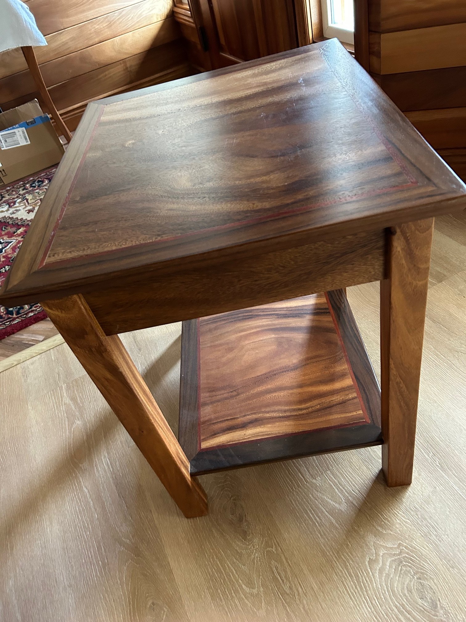 Square Monkeypod Table with drawer