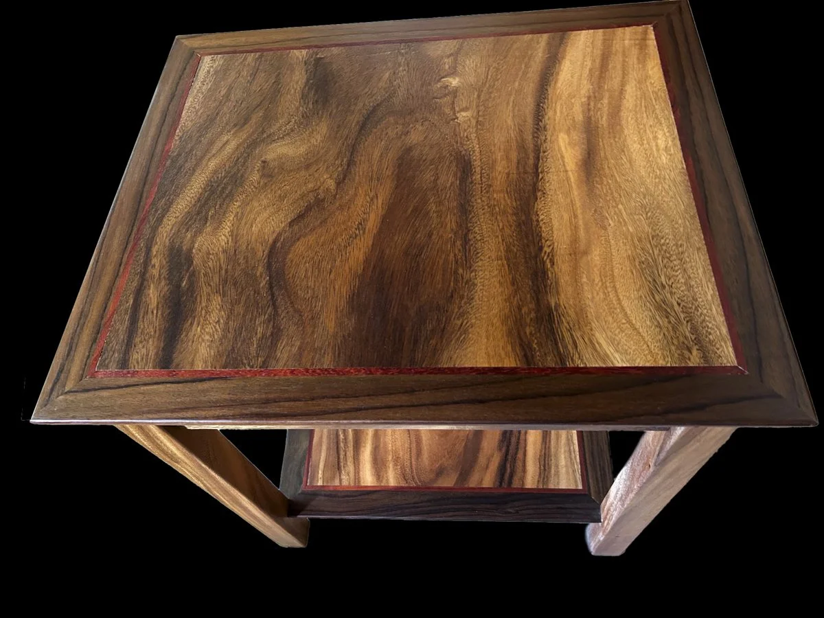 Square Monkeypod Table with drawer