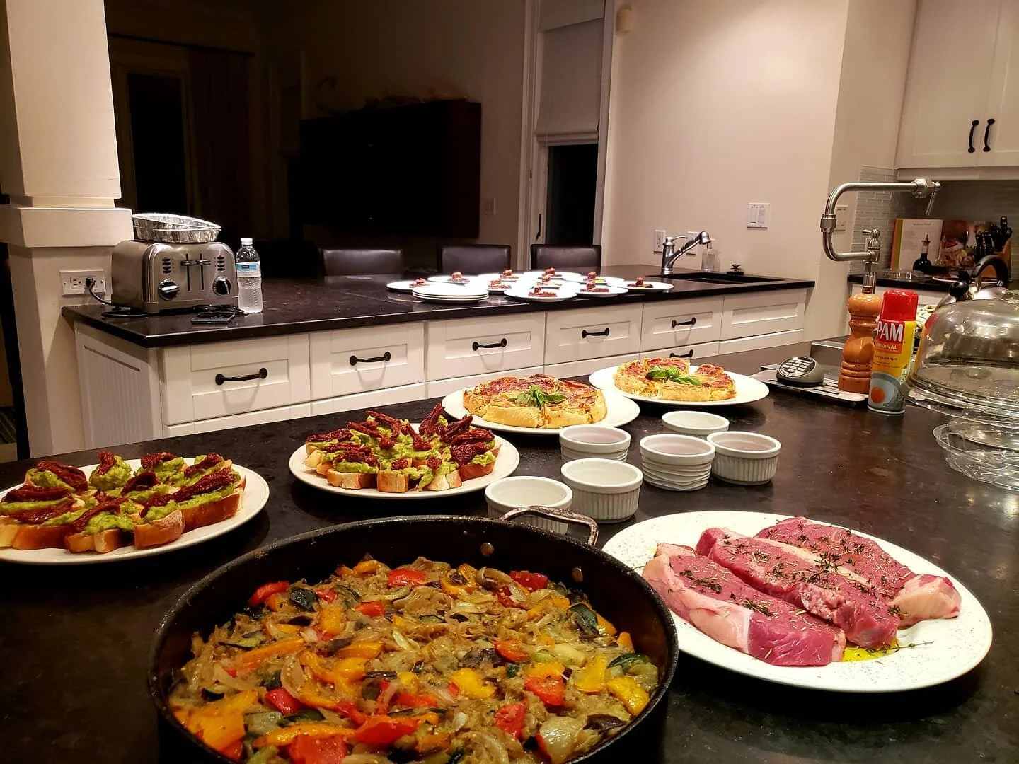 A special Dinner have multiple taste!!!
A wonderful Caponata with Black Angus,  zucchini and provolone quiche, avocado mousse and sun-dried tomatoes...a fresh beef tartare.

A little retreat during the quarantine!!! https://chefturksandcaicos.com/
.
