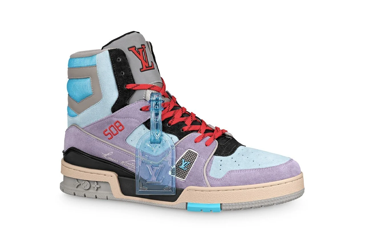 louis vuitton trainer sneaker white iridescent