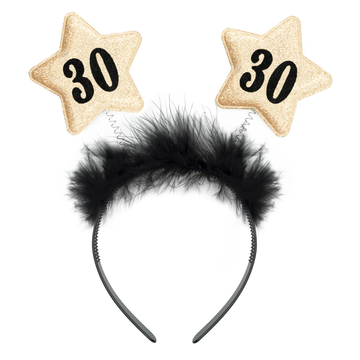 30. Geburtstag schwarzes Haarreif mit goldenen Sternen