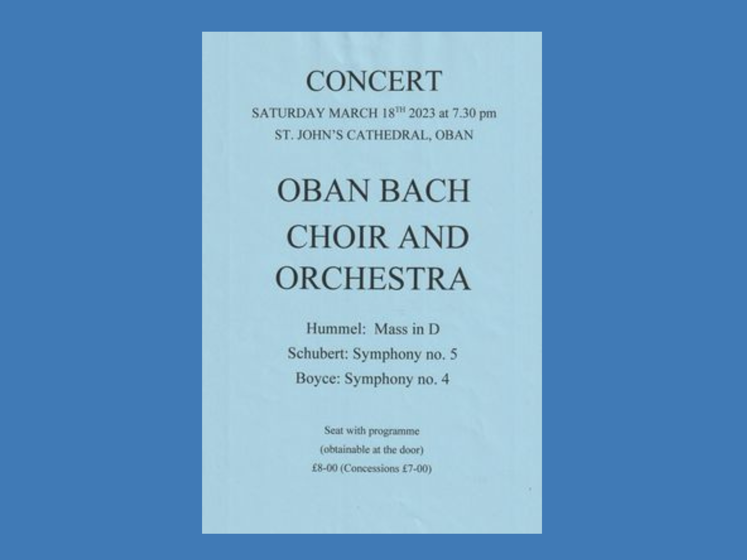 Oban Bach Choir &amp; Orchestra Concert