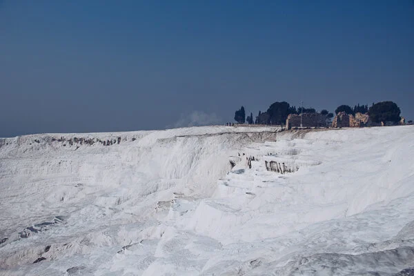 Terraced basins of Pamukkale, closed off for rehabilitation