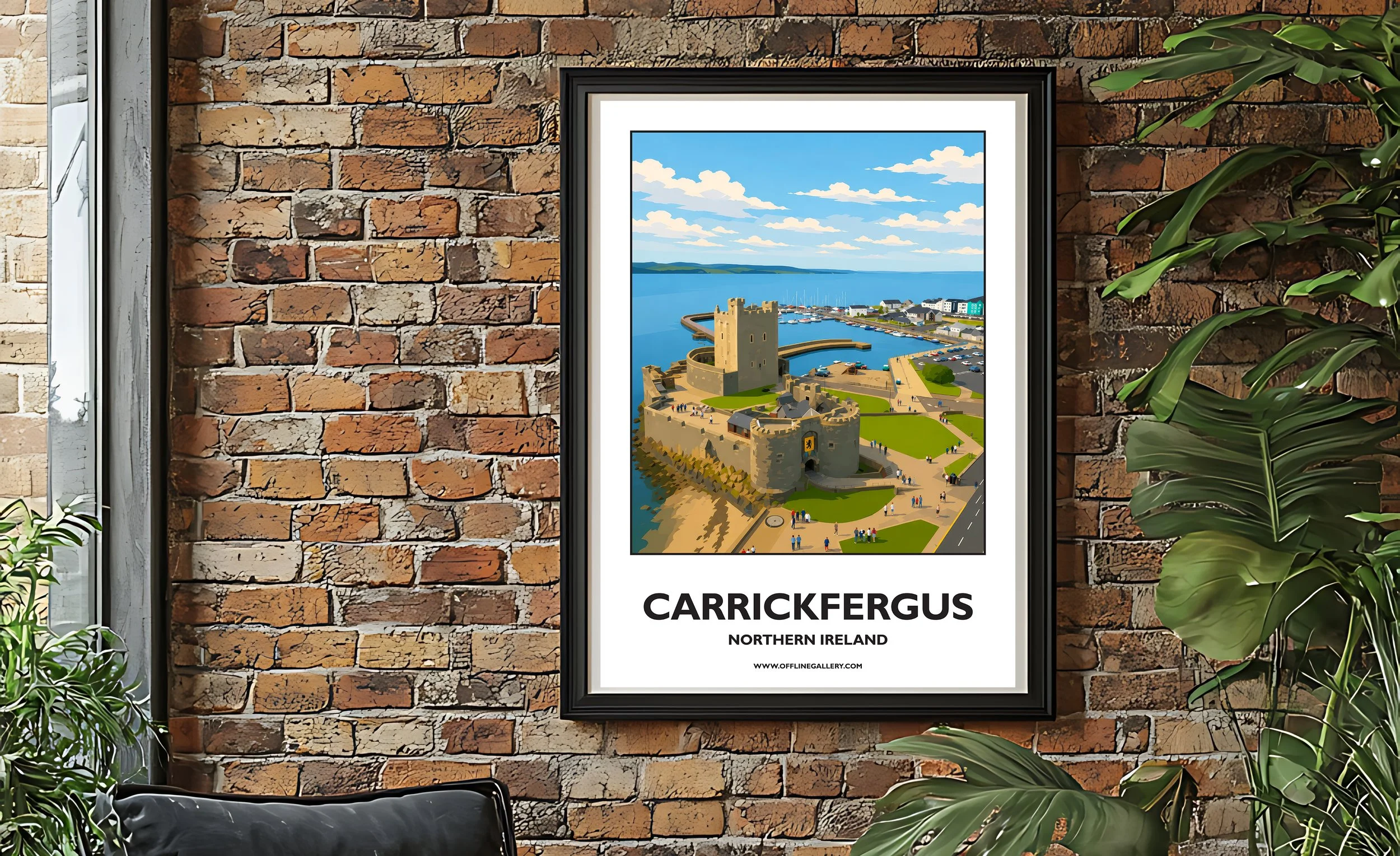A2.2 - Stunning poster of Carrickfergus Castle for sale, perfect for art lovers and collectors. Ideal for home or office, this artwork brings Northern Ireland's natural charm to any setting.