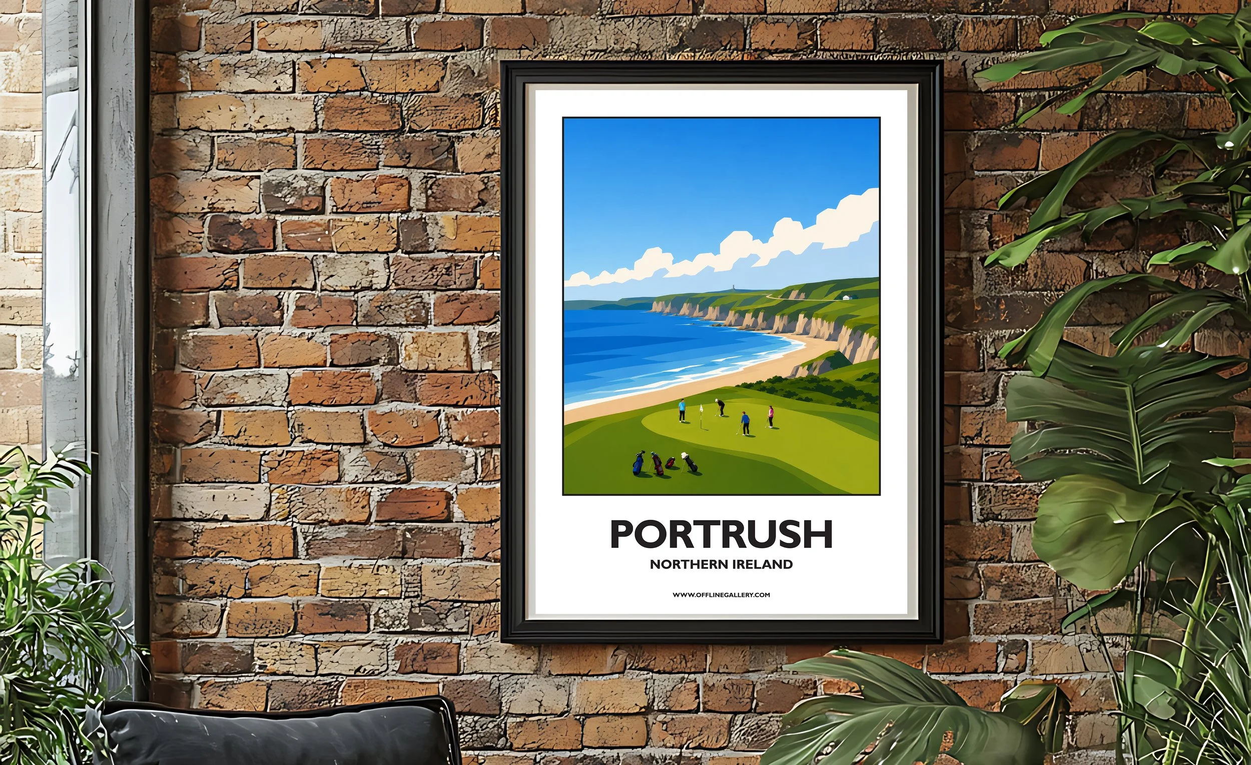 A2.2 - Beautiful poster of the Portrush coastline for sale, perfect for art lovers and collectors. Ideal for home or office, this artwork brings a touch of Northern Ireland's charm to any setting.
