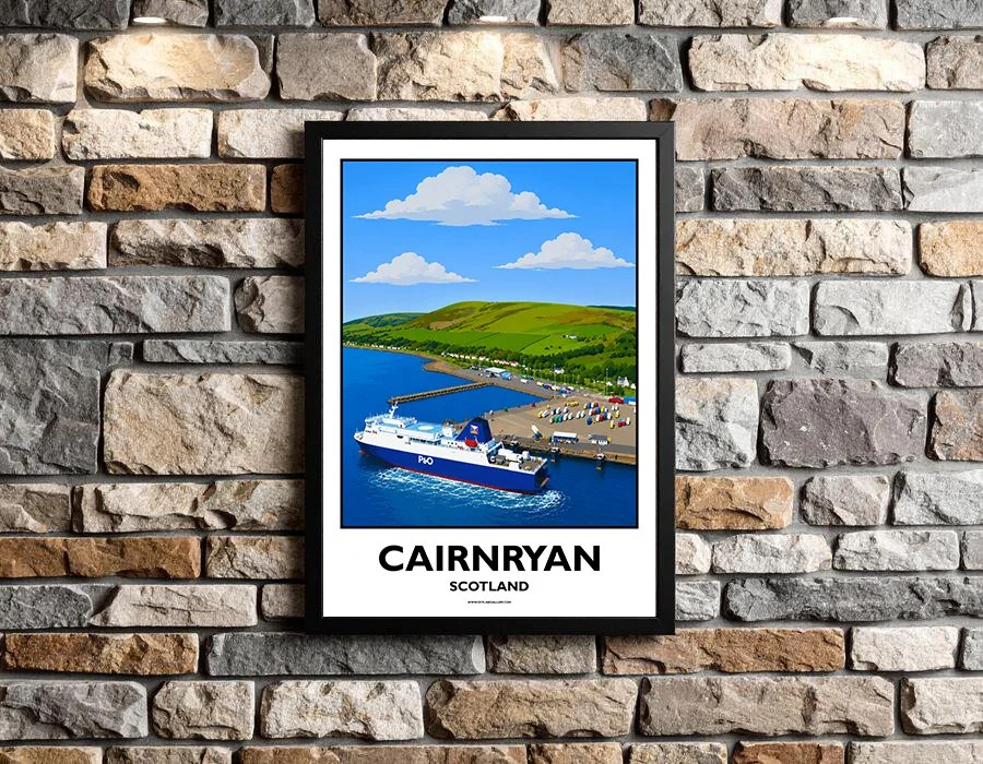 A3.2 - Stunning poster of Cairnryan Port for sale, perfect for art lovers and collectors. Ideal for home or office, this artwork brings a touch of Scotland's natural charm to any setting.