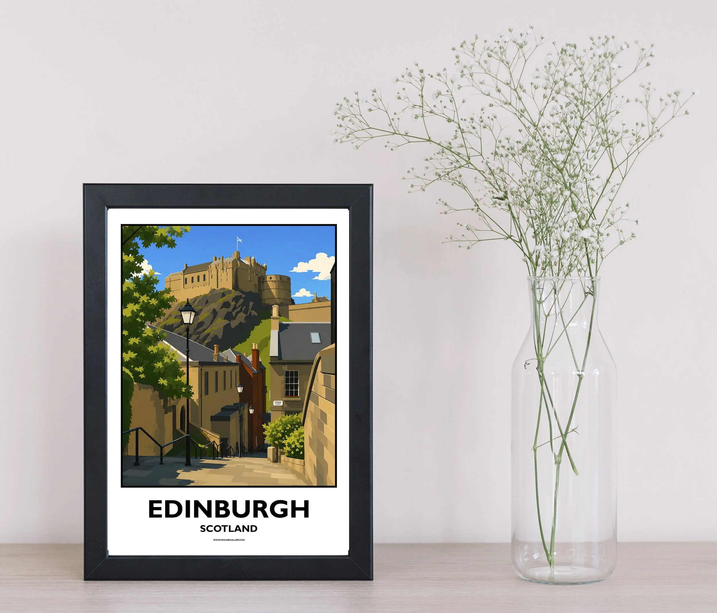 A4.1 - Stunning poster of Edinburgh Castle for sale, perfect for art lovers and collectors. Ideal for home or office, this artwork brings a touch of Scotland's natural charm to any setting.