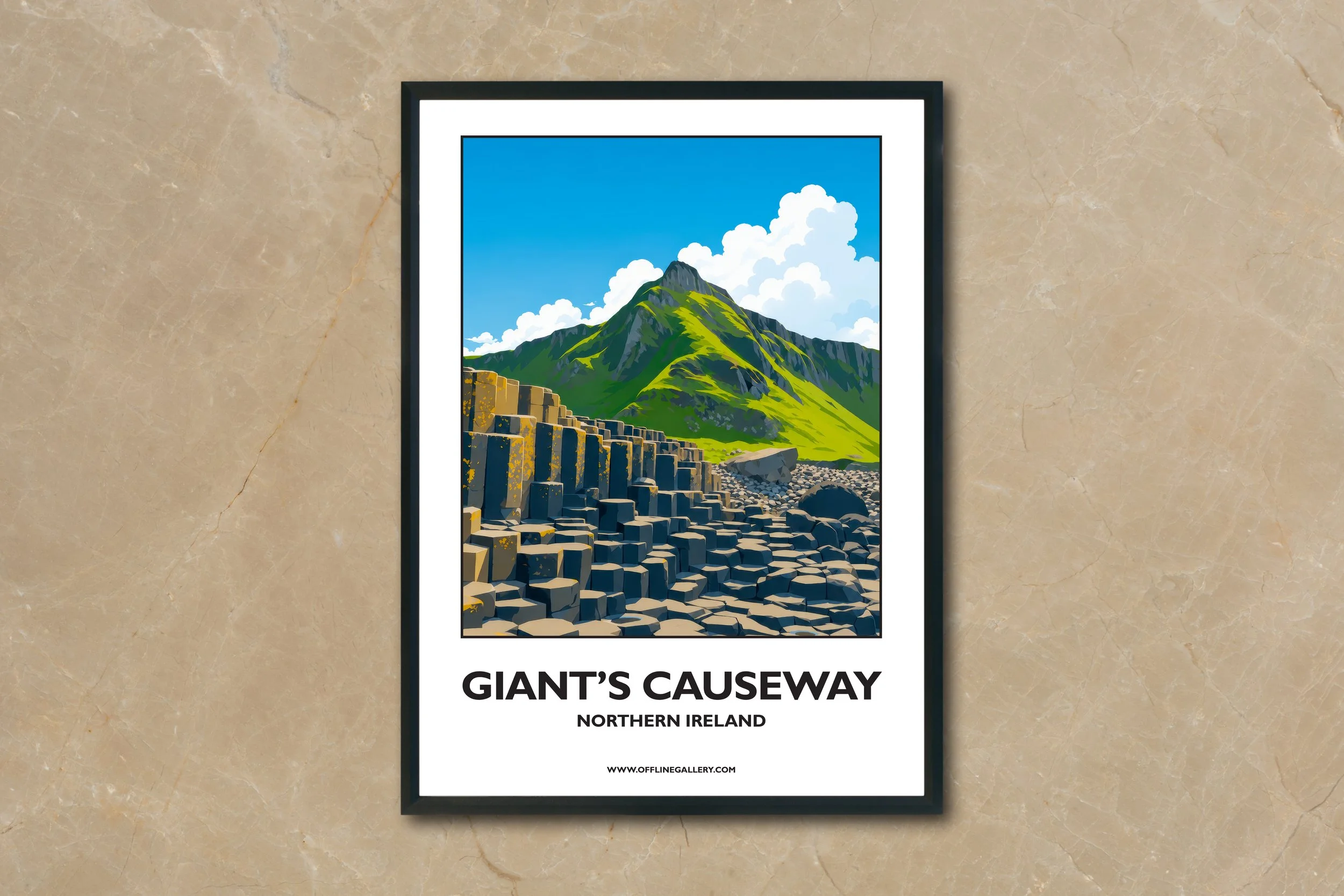 A4.2 - Stunning poster of the iconic Giants Causeway in Antrim for sale, perfect for art lovers and collectors. This artwork brings Northern Ireland to any setting, home or office.