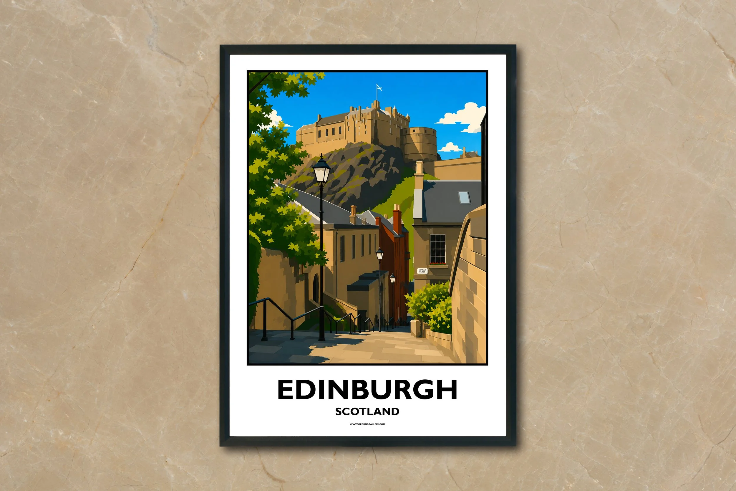 A4.2 - Stunning poster of Edinburgh Castle for sale, perfect for art lovers and collectors. Ideal for home or office, this artwork brings a touch of Scotland's natural charm to any setting.