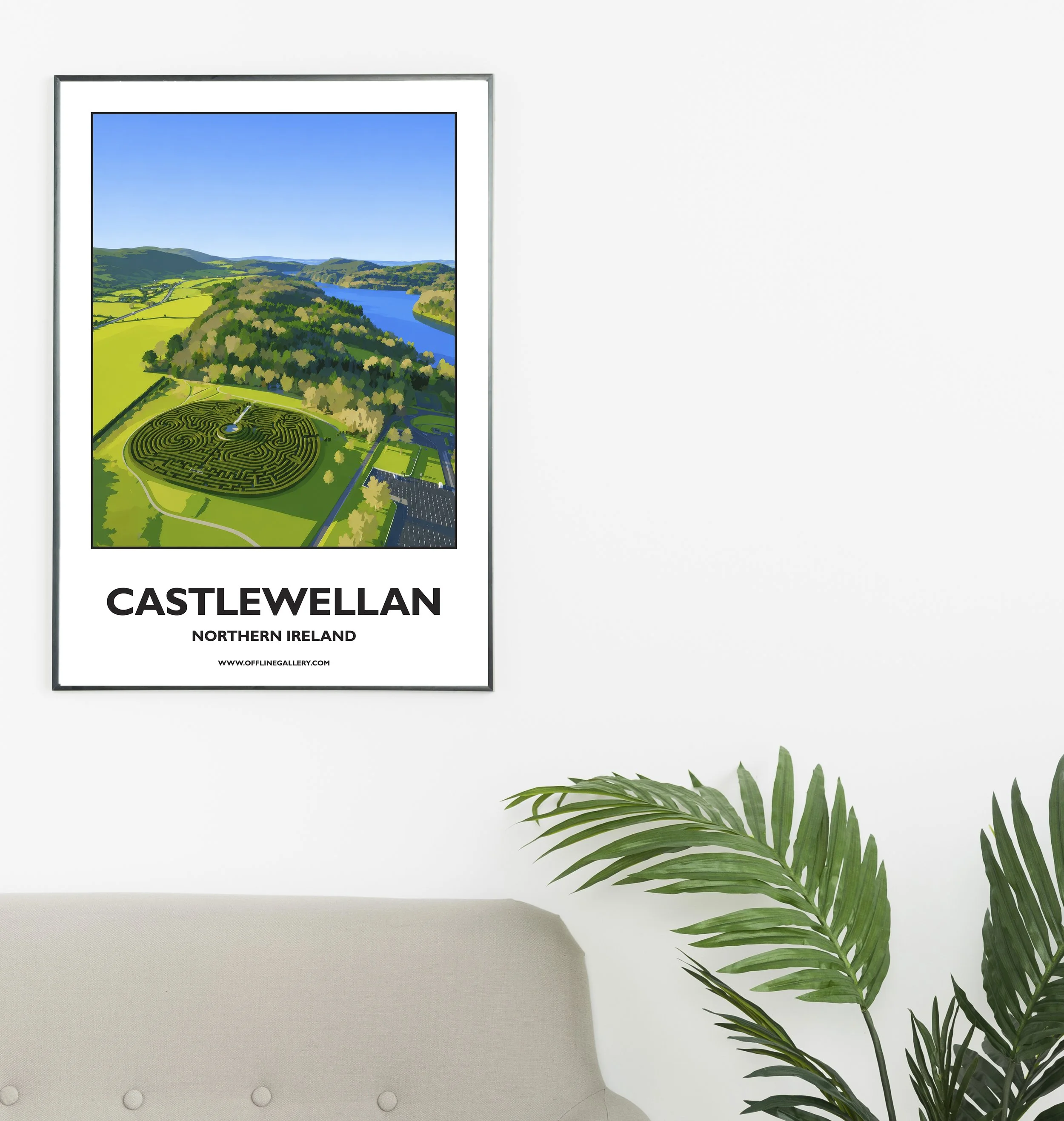A2.1. - Stunning poster of Castlewellan for sale, perfect for art lovers and collectors. Ideal for home or office, this artwork brings a touch of Northern Ireland's natural charm to any setting.