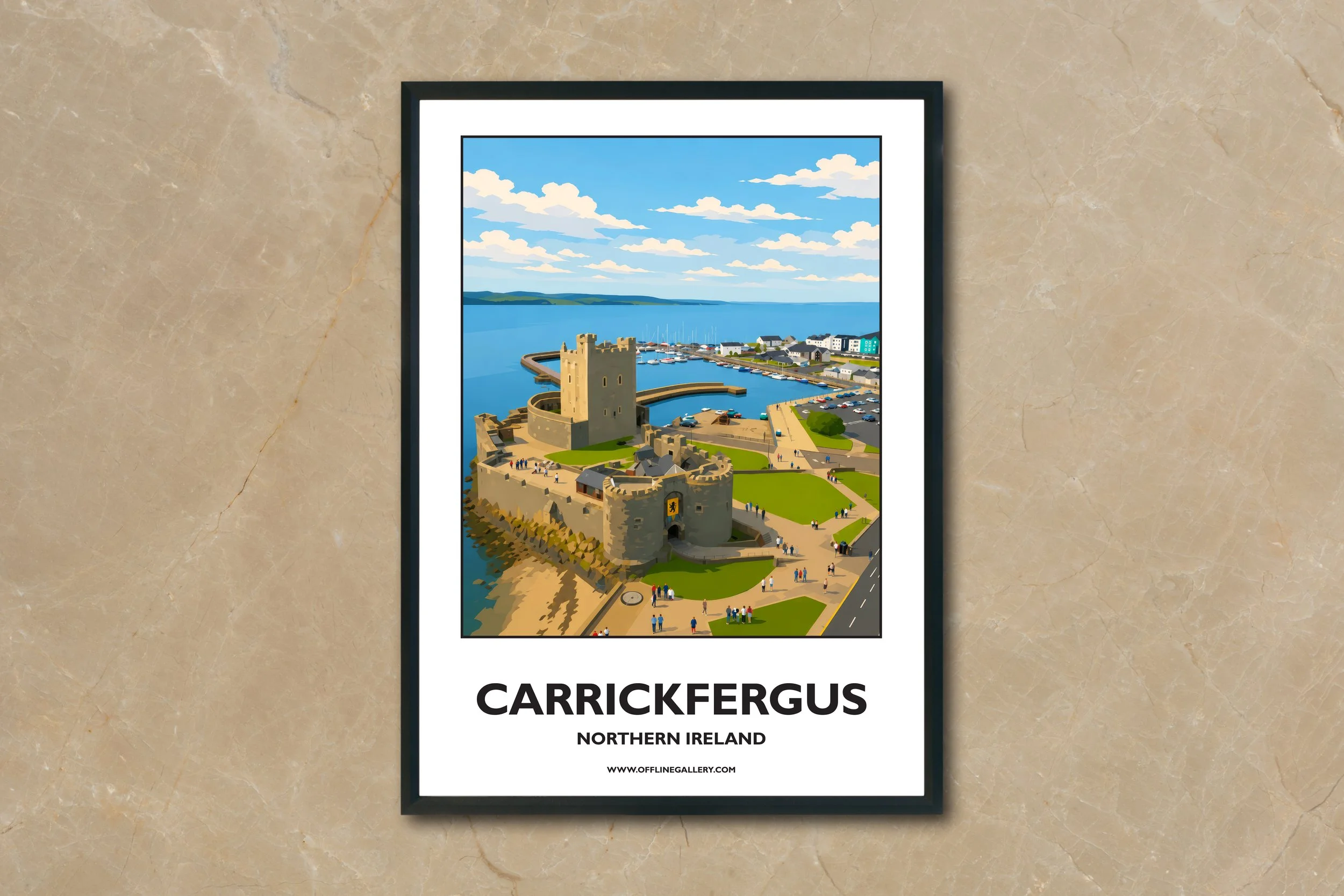 A4.2 - Stunning poster of Carrickfergus Castle for sale, perfect for art lovers and collectors. Ideal for home or office, this artwork brings Northern Ireland's natural charm to any setting.