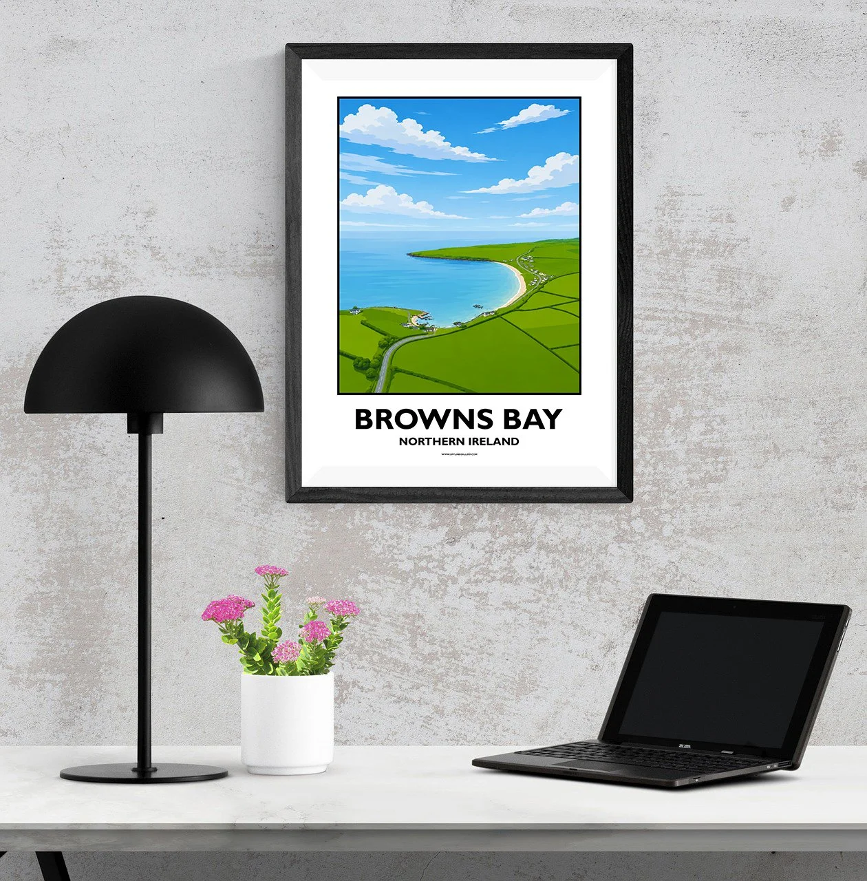 A3.1 - Stunning poster of Browns Bay for sale, perfect for art lovers and collectors. Ideal for home or office, this artwork brings a touch of Northern Ireland's natural charm to any setting.