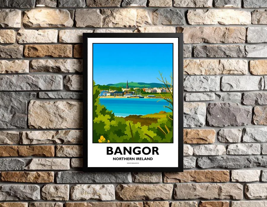 A3.2 - Stunning poster of Bangor for sale, perfect for art lovers and collectors. Ideal for home or office, this artwork brings a touch of Northern Ireland's natural charm to any setting.