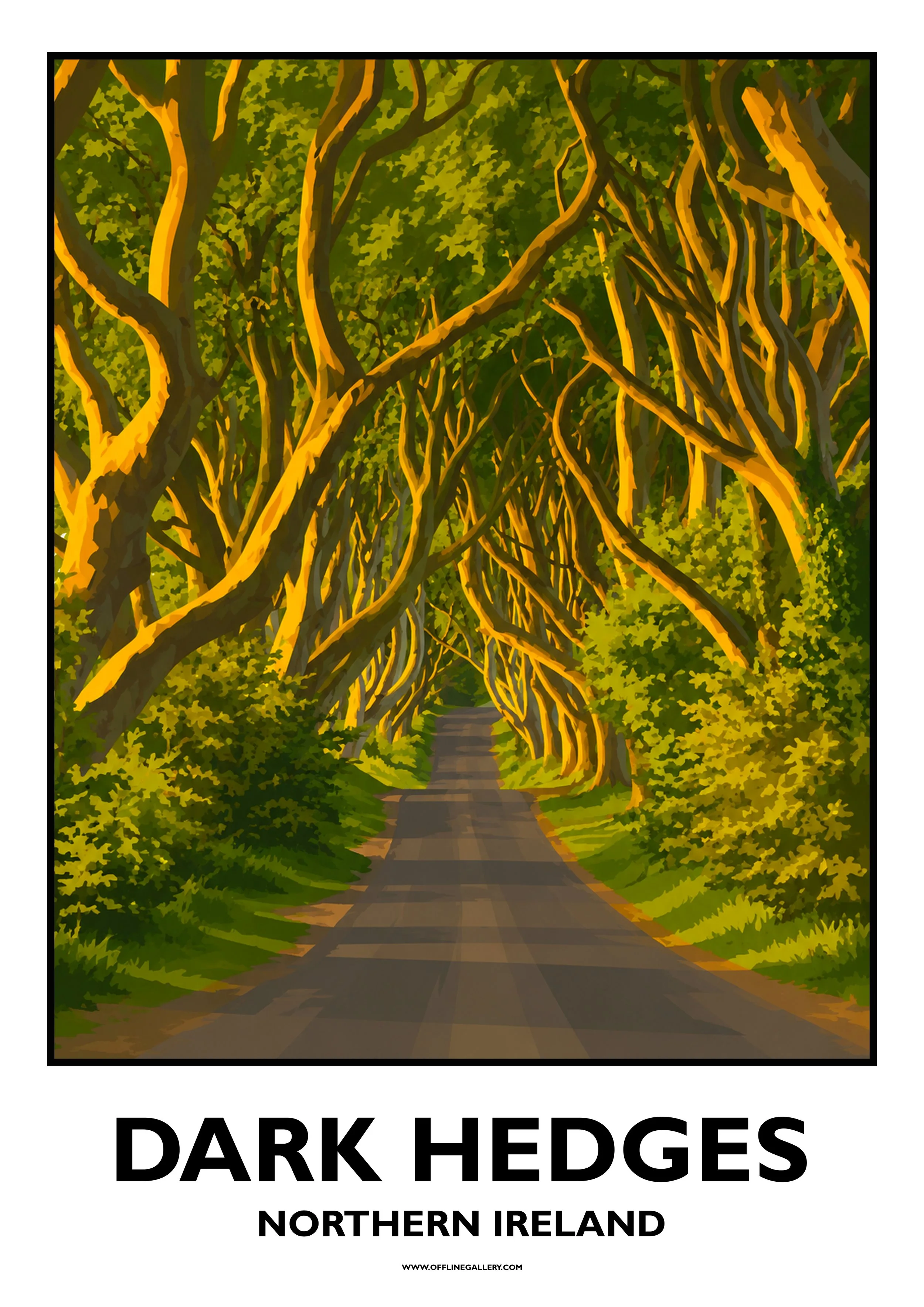  Dark Hedges - 1 - Offline Travel Poster  Prints from: £15.00 