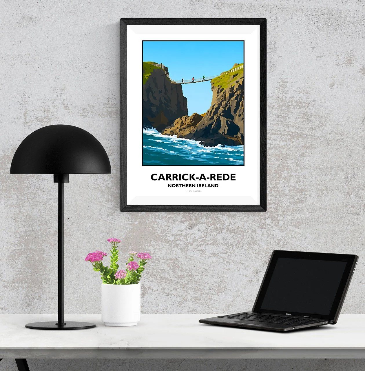 A3.1 - Poster of Carrick-a-Rede Rope Bridge for sale, perfect for art lovers and collectors. Ideal for home or office, this artwork brings Northern Ireland's natural charm to any setting.