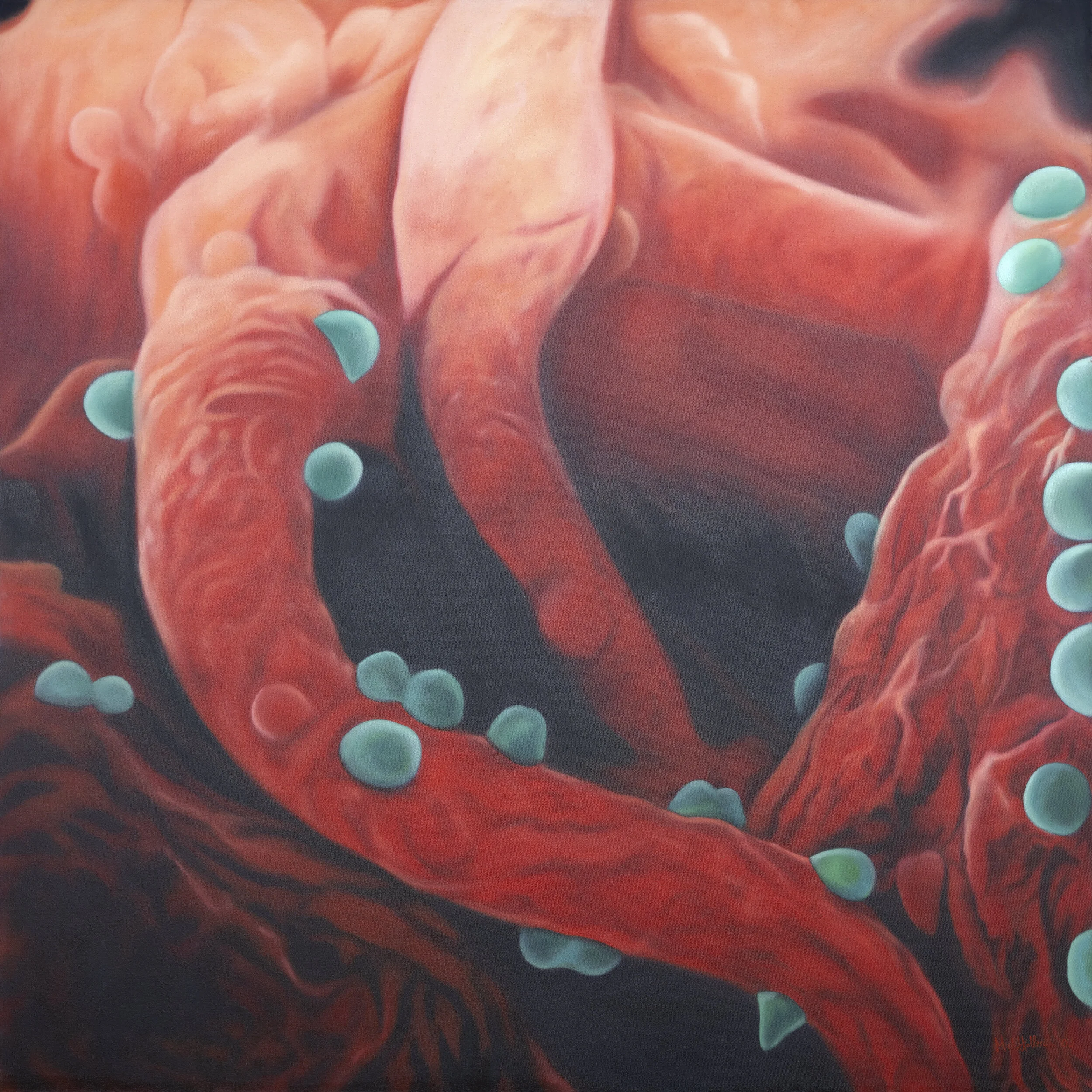 Offline Gallery is a new international contemporary art gallery located in Whitehead, U.K, exhibiting exceptional new artists' of our time. - AIDs - Mick Holleran - Oil on canvas