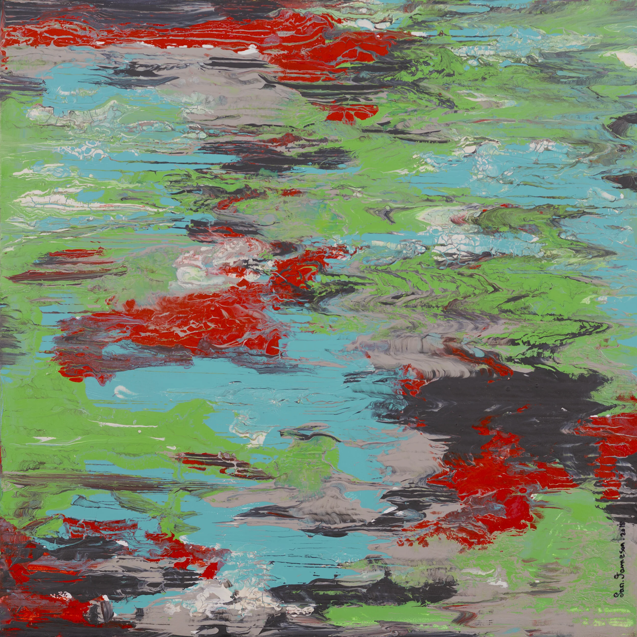 Offline Gallery is a new international contemporary art gallery located in Whitehead, U.K, exhibiting exceptional new artists' of our time. - Symphony No. 18 - Sandra Jameson - Acrylic on board