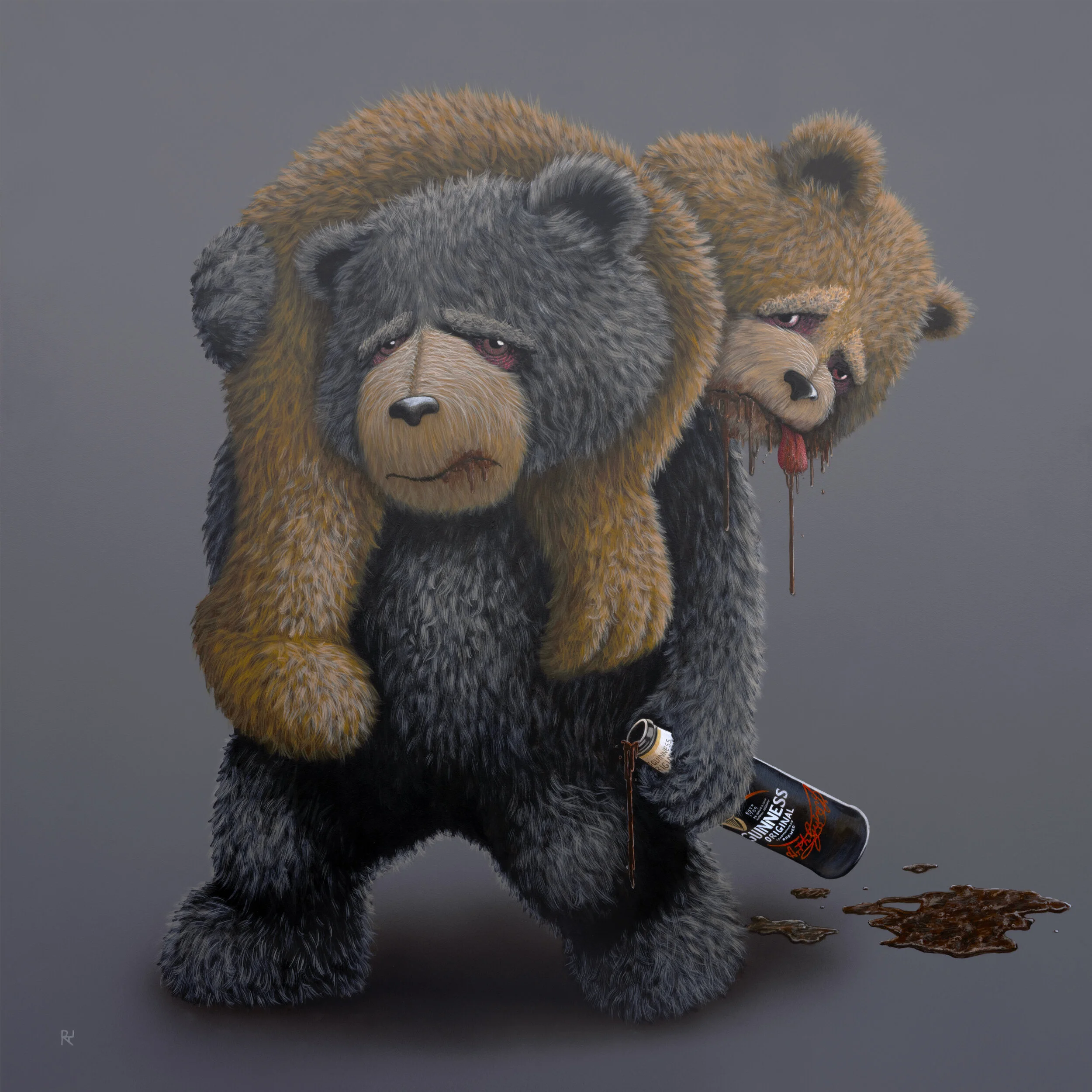 Offline Gallery is a new international contemporary art gallery located in Whitehead, U.K, exhibiting exceptional new artists' of our time. - Drink Aware Bears - RAL - Acrylic on board