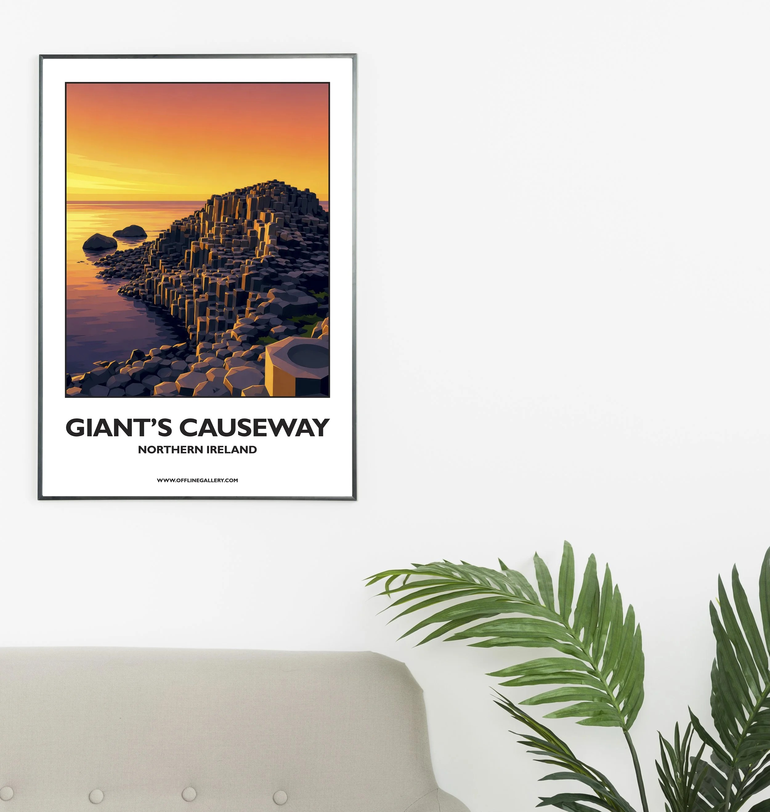 A2.1 - Stunning poster of the iconic Giants Causeway in Antrim for sale, perfect for art lovers and collectors. This artwork brings Northern Ireland to any setting, home or office.