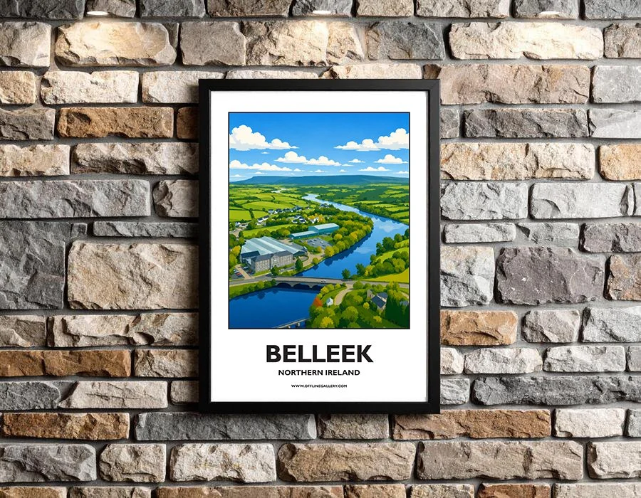 A3.2- Stunning poster of Belleek for sale, perfect for art lovers and collectors. Ideal for home or office, this artwork brings a touch of Northern Ireland's natural charm to any setting.