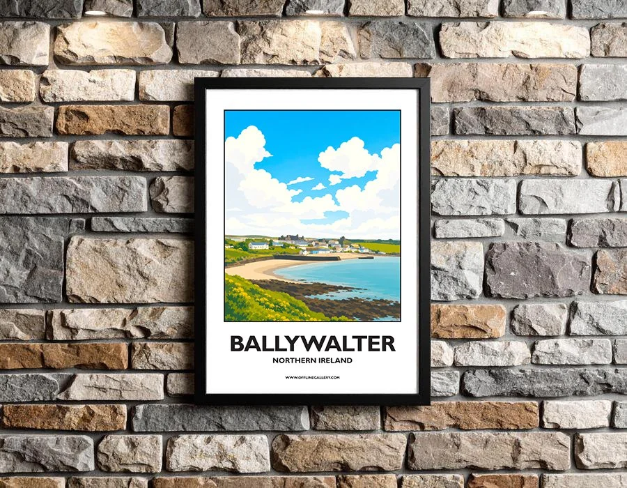 A3.2 - Stunning poster of Ballywalter for sale, perfect for art lovers and collectors. Ideal for home or office, this artwork brings a touch of Northern Ireland's natural beauty to any setting.