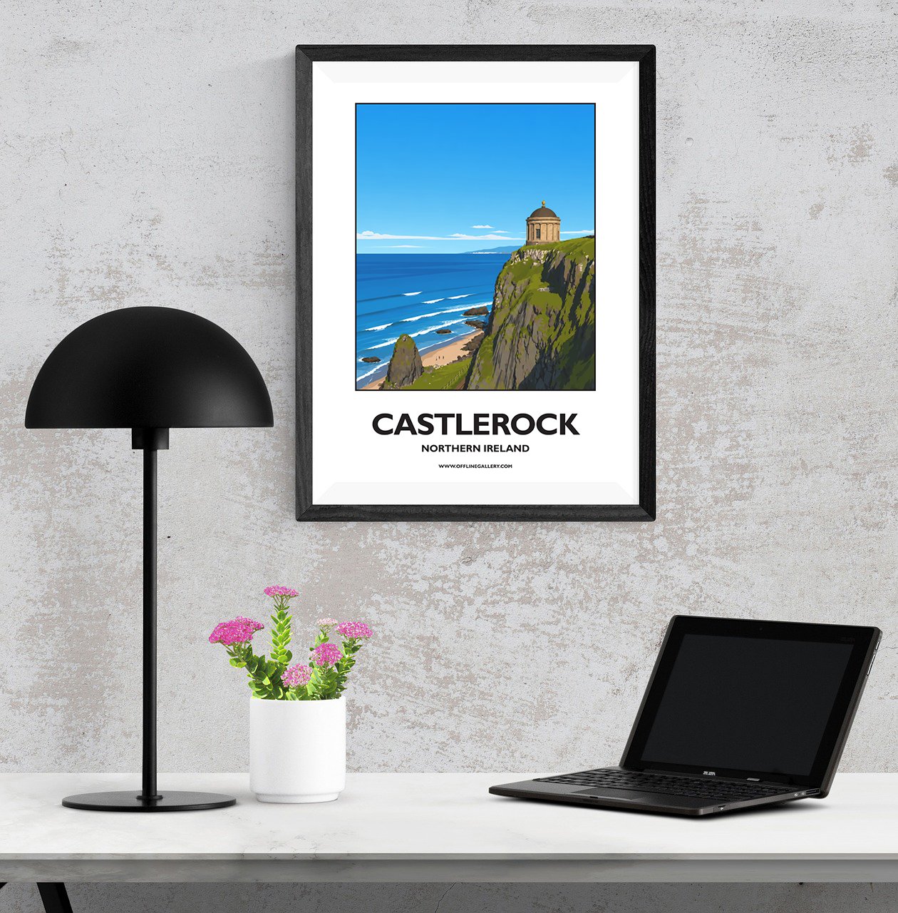 A3.1 - Stunning poster of Castlerock for sale, perfect for art lovers and collectors. Ideal for home or office, this artwork brings a touch of Northern Ireland's natural charm to any setting.