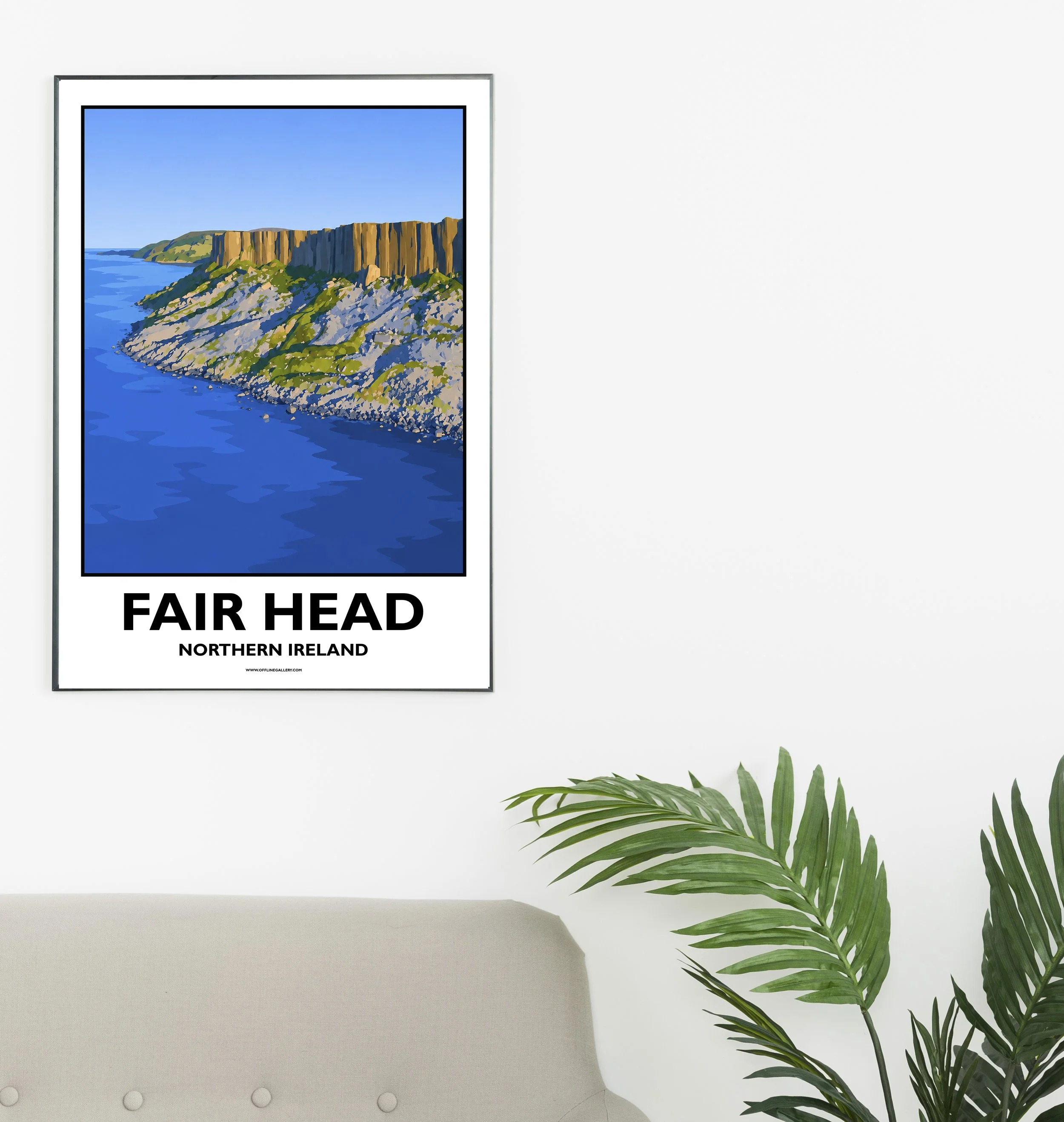 A2.1 - Stunning poster of Fair Head for sale, perfect for art lovers and collectors. Ideal for home or office, this artwork brings a touch of Northern Ireland's natural charm to any setting.