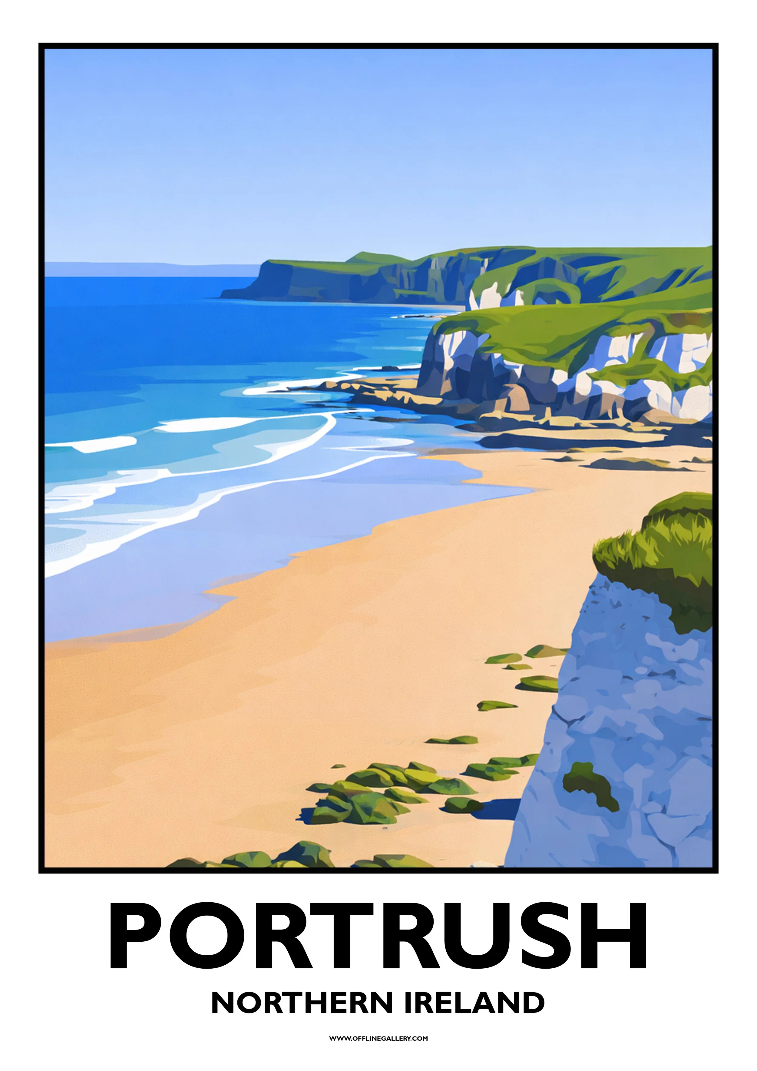 Portrush - 1 - Offline Travel Poster  Prints from: £15.00 