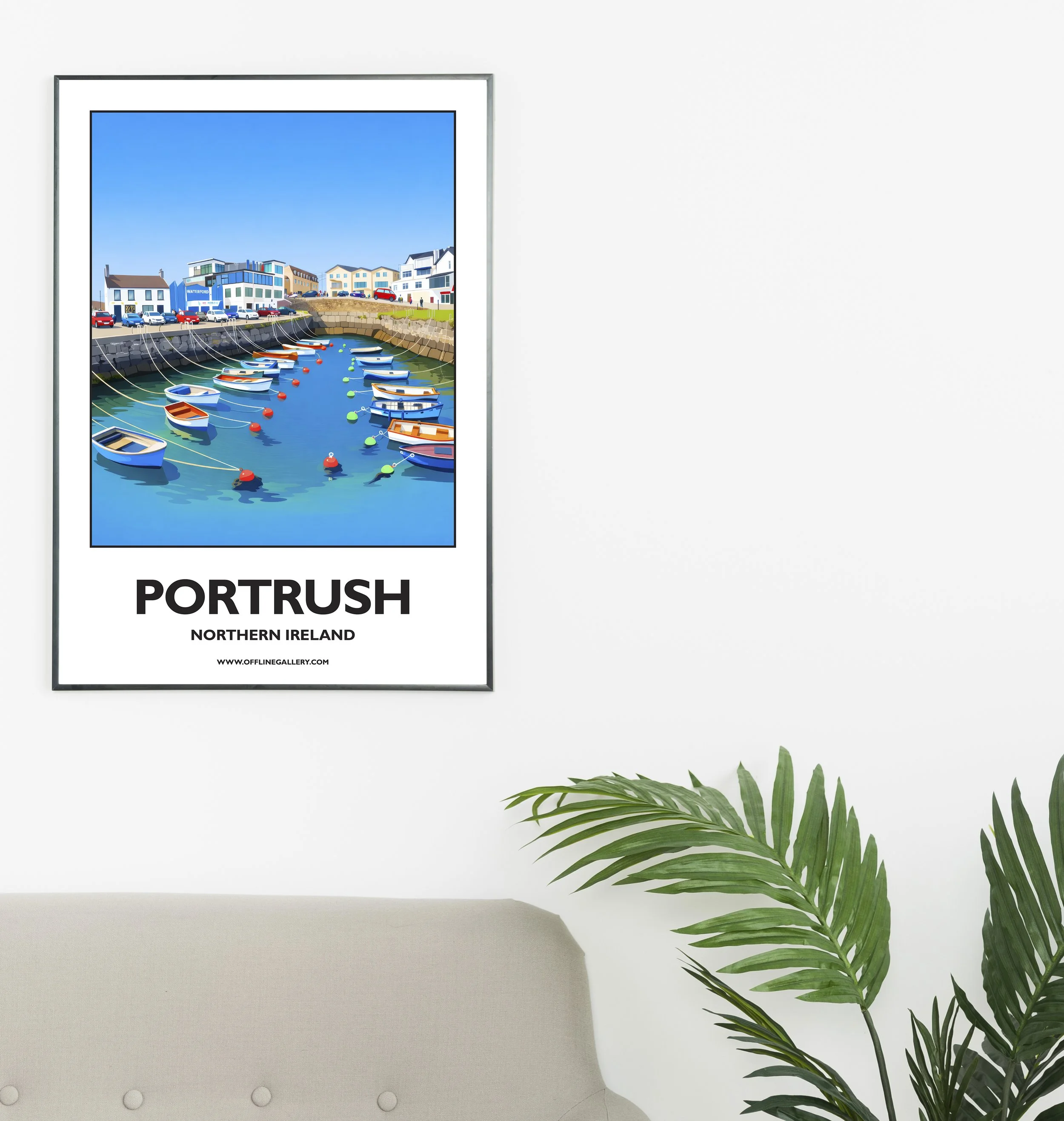 A2.1 - Stunning poster of the Portrush marina for sale, perfect for art lovers and collectors. Ideal for home or office, this artwork brings a touch of Northern Ireland's natural charm to any setting.