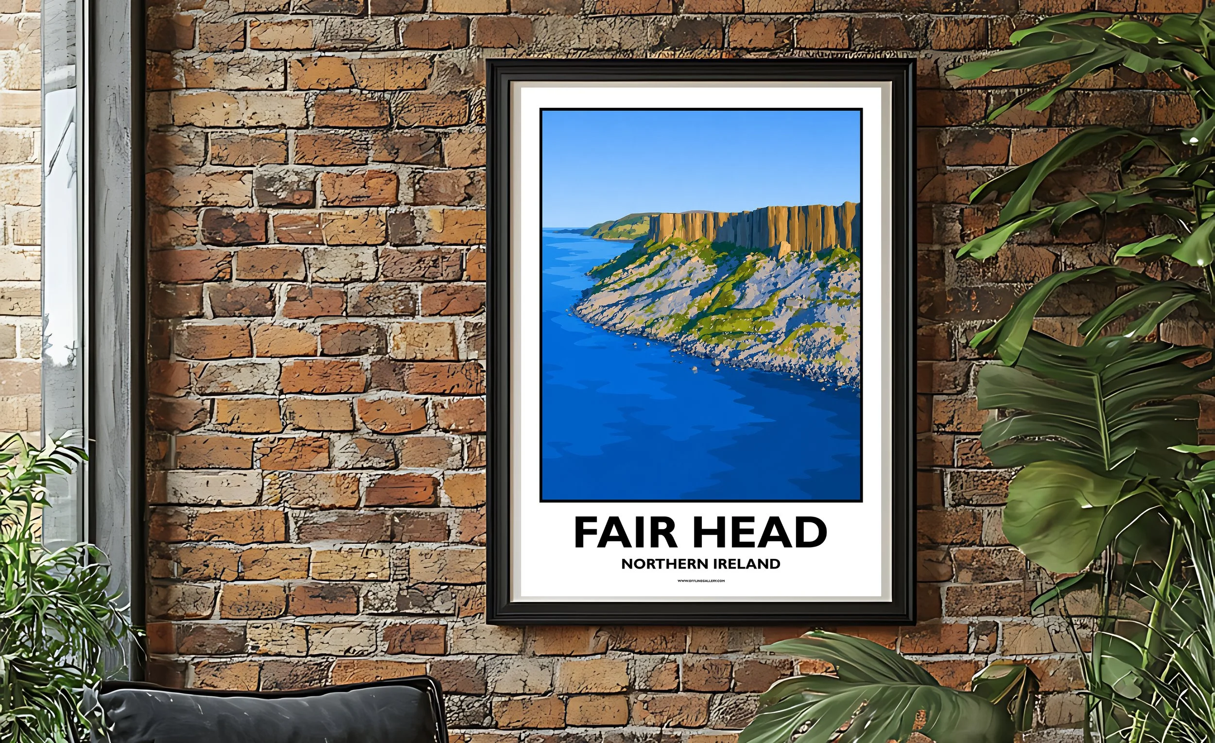 - Stunning poster of Fair Head for sale, perfect for art lovers and collectors. Ideal for home or office, this artwork brings a touch of Northern Ireland's natural charm to any setting.