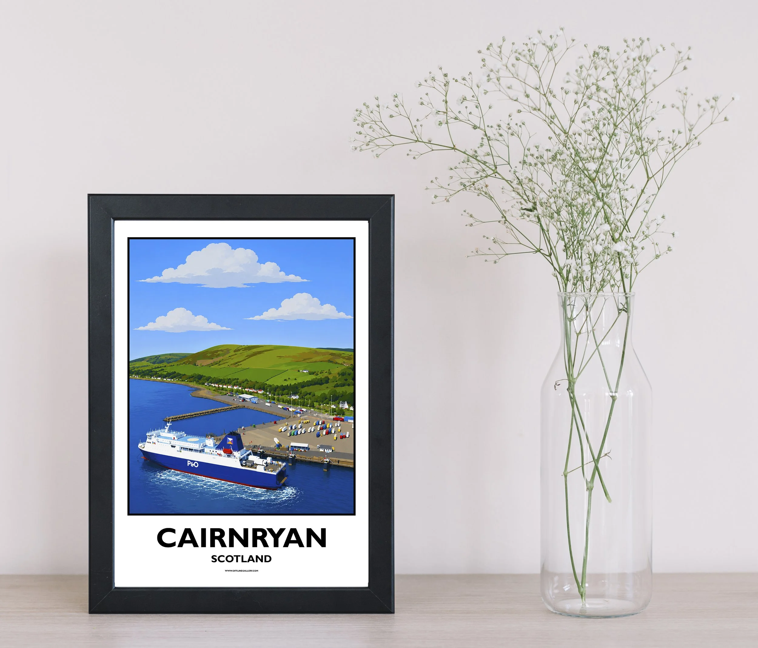 A4.1 - Stunning poster of Cairnryan Port for sale, perfect for art lovers and collectors. Ideal for home or office, this artwork brings a touch of Scotland's natural charm to any setting.