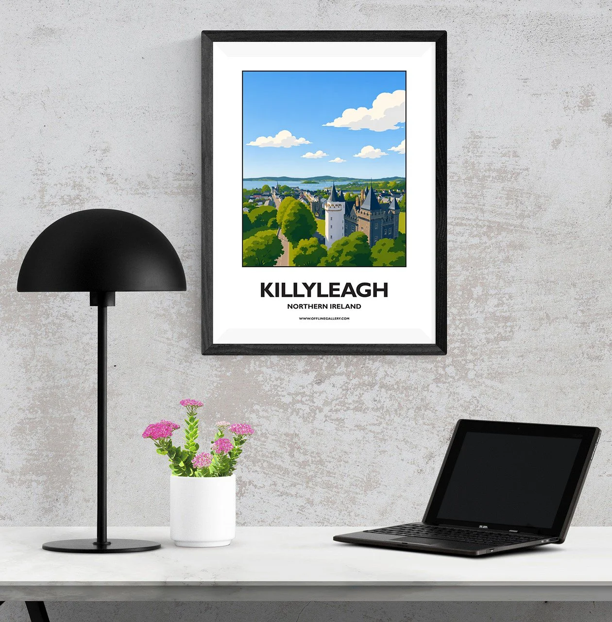 A3.1 - Stunning poster of Killyleagh for sale, perfect for art lovers and collectors. Ideal for home or office, this artwork brings a touch of Northern Ireland's natural charm to any setting.