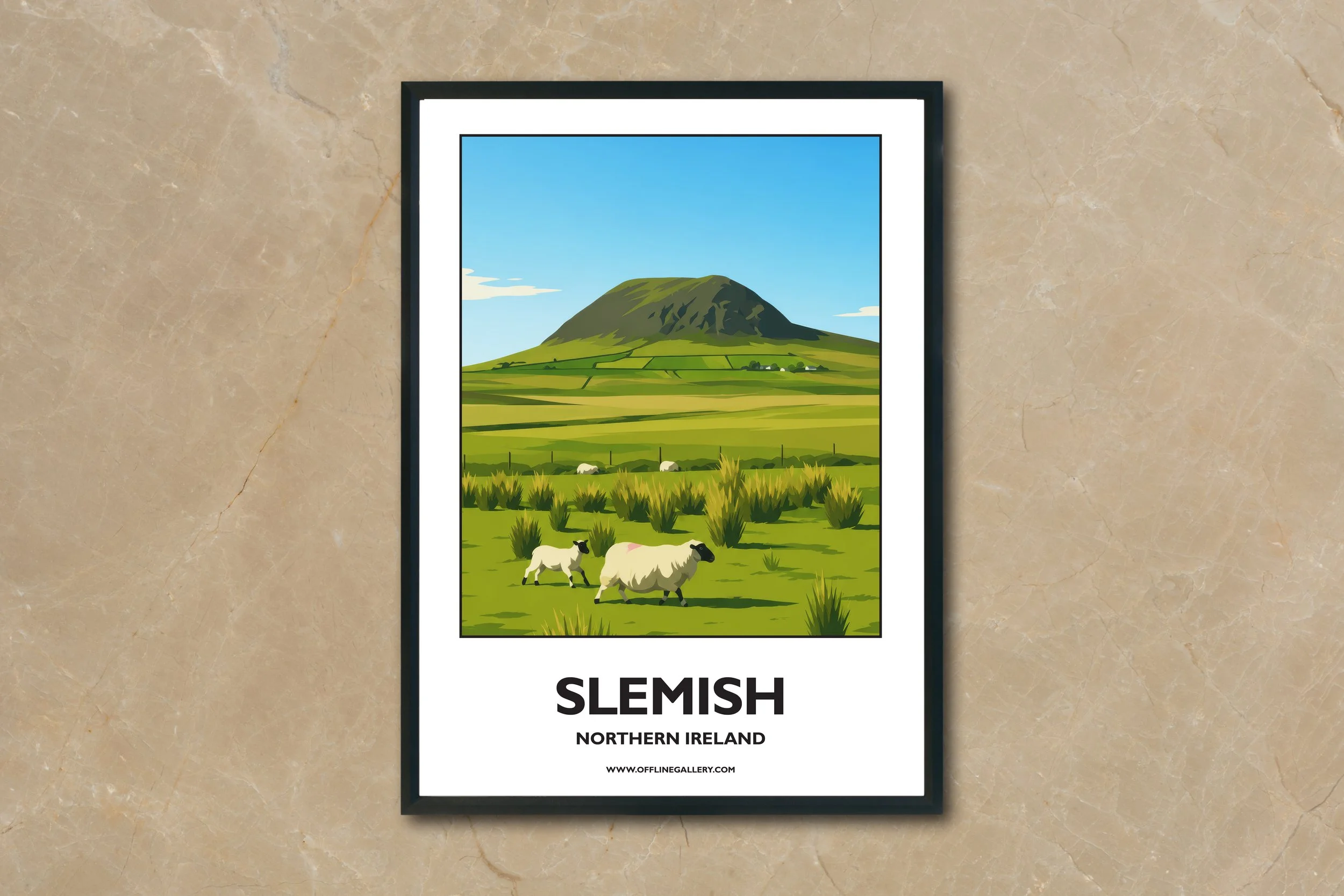 A4.2 - Stunning poster of Slemish hill for sale, perfect for art lovers and collectors. Ideal for home or office, this artwork brings a touch of Northern Ireland's natural charm to any setting.